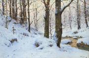 Walter Moras Bachlauf im Winterwald. painting
